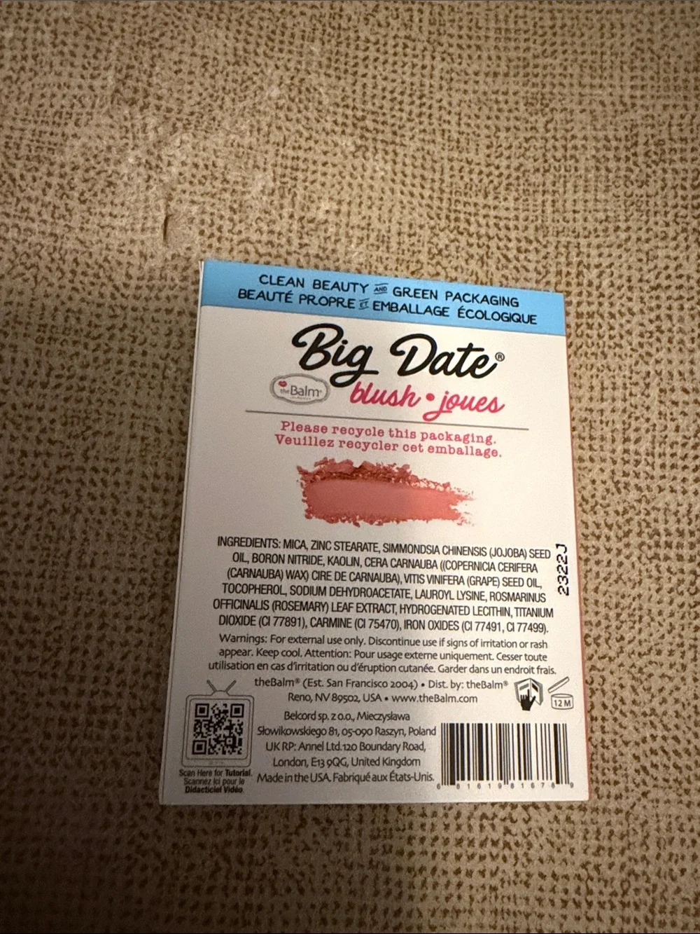 theBalm Big Date Powder Blush - 6.5g NEW